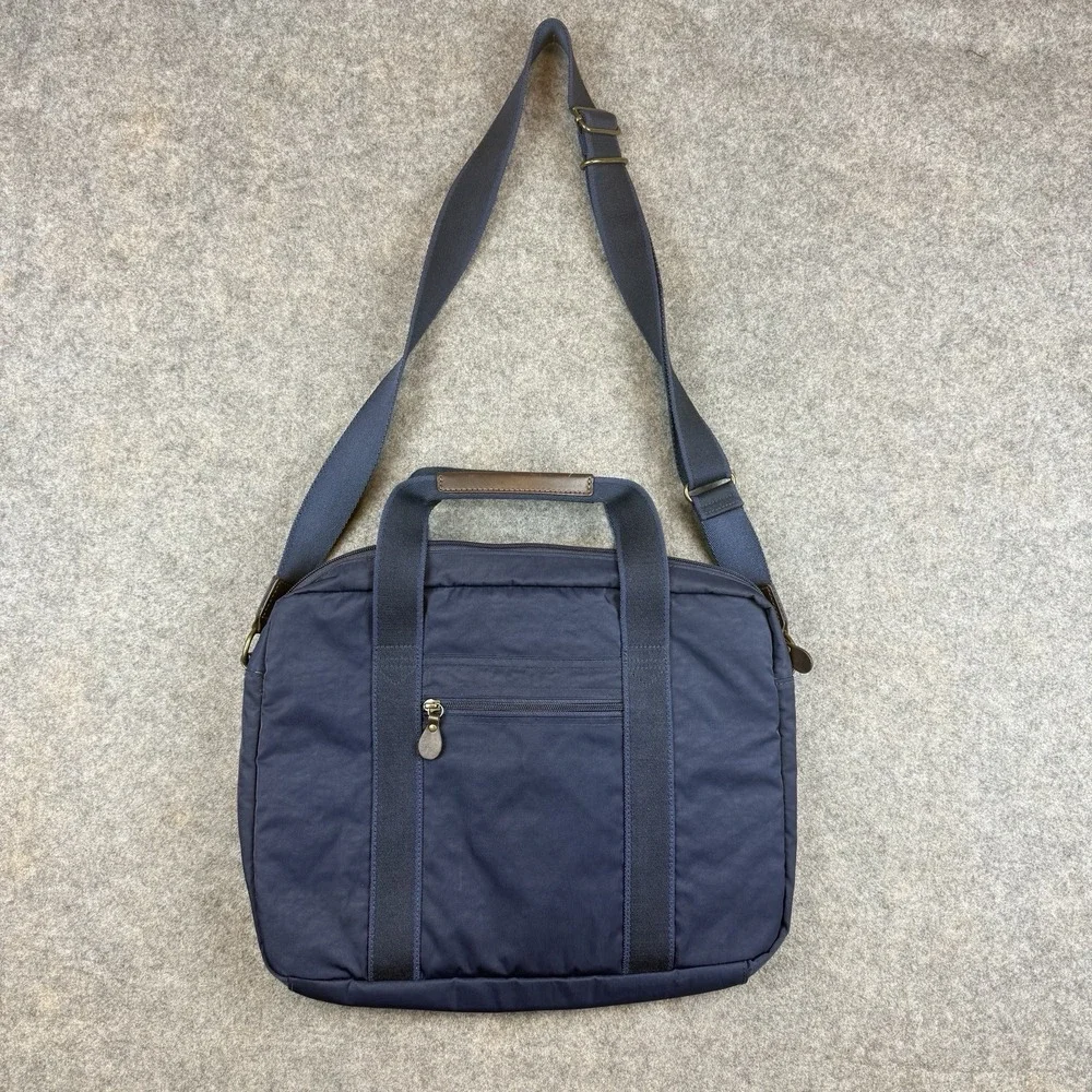 J. Crew Messenger Laptop Bag Satchel Blue Nylon Nylon Water Repellent Pockets